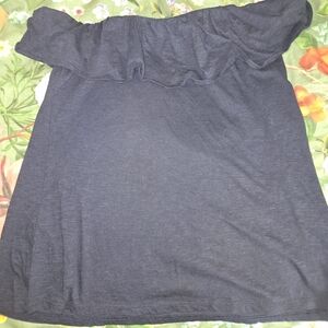 NWOT Crown & Ivy Sleeveless Navy Blue Ruffle Top -